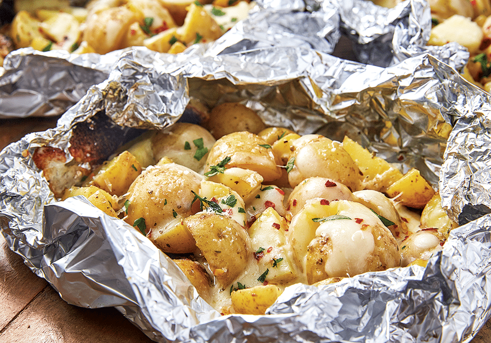 cheesy campfire potatoes