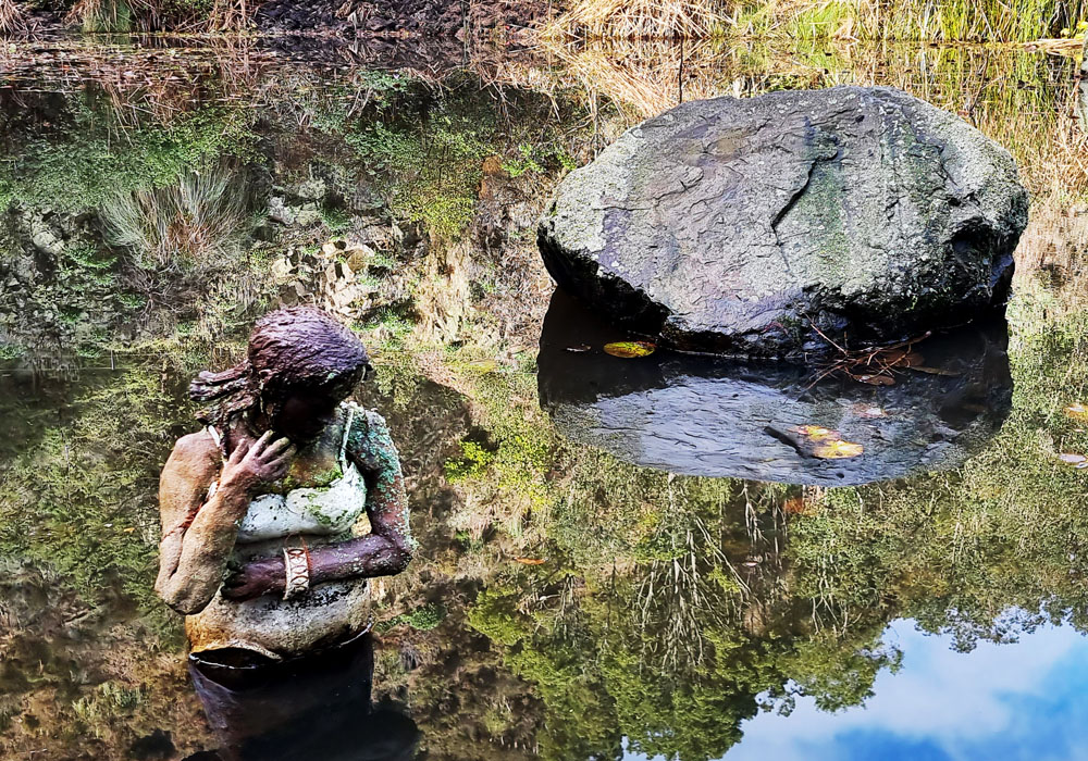 Lady in the lake sculpture